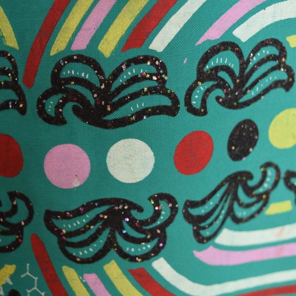 vintage 50s skirt green rayon full flock printed graphic high waisted volup L XL - Picture 6 of 10